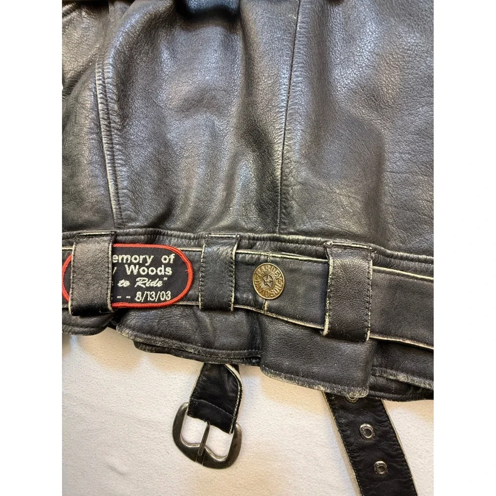Harley Davidson Leather Jacket Mens M Black Biker Distressed Vintage CA03402 USA